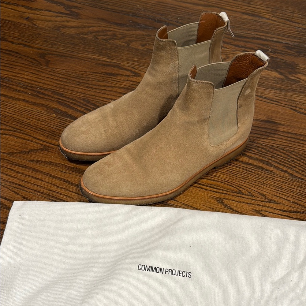 Common Projects Khaki Suede Chelsea Boots
